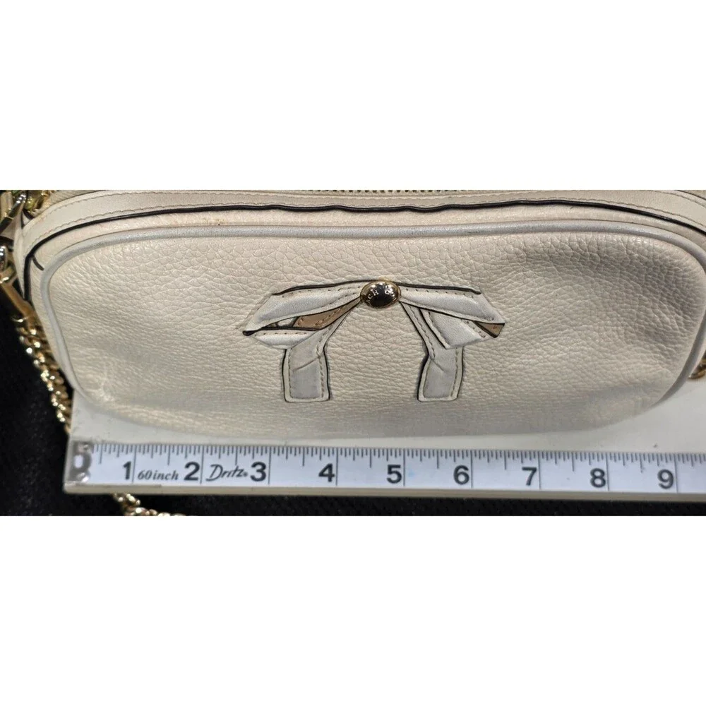 Coach Isla Small Leather Crossbody Bag Ivory Bow Chain Strap Coquette Preppy - Picture 12 of 15
